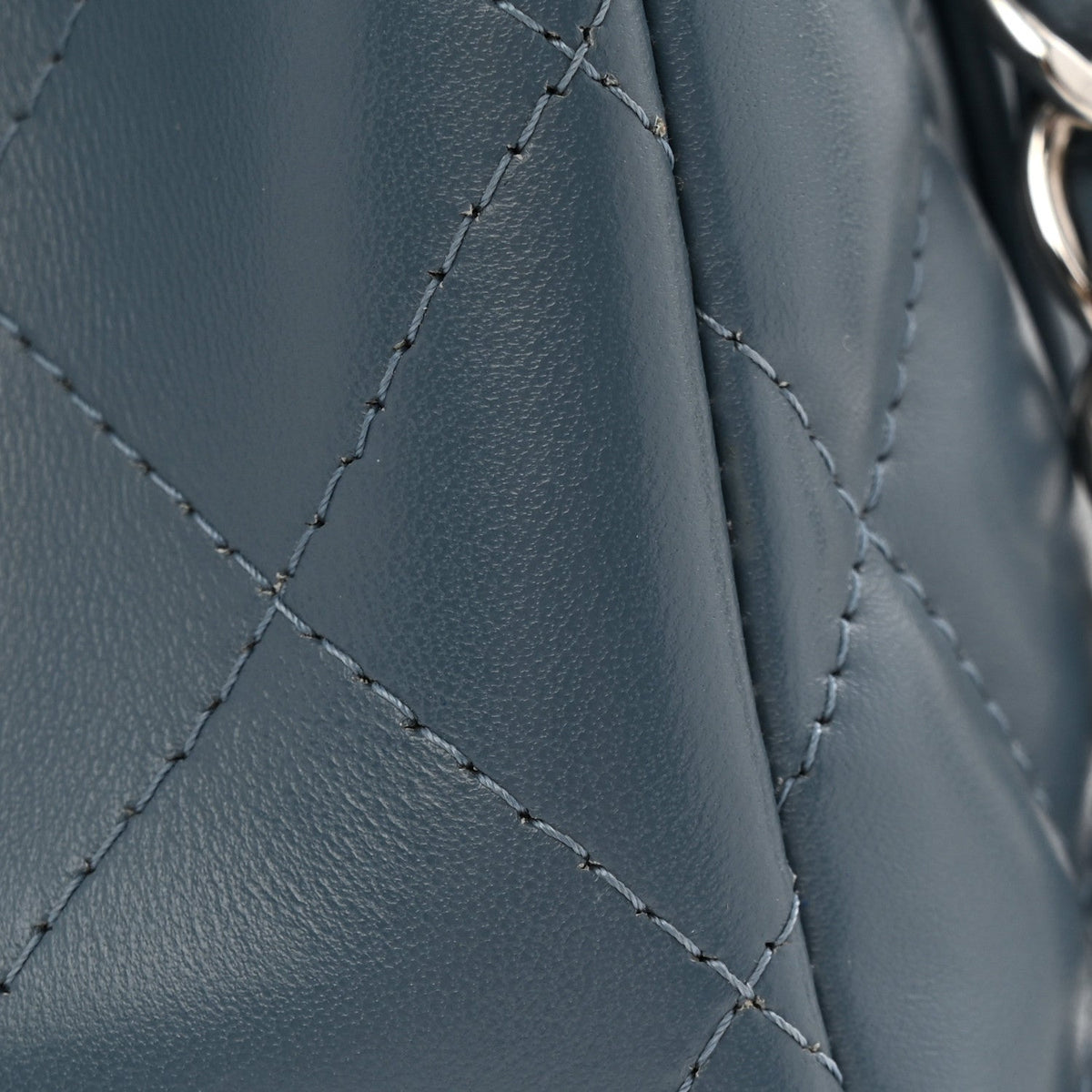 Lambskin Quilted Jumbo Double Flap Dark Blue wholesalehk.shop