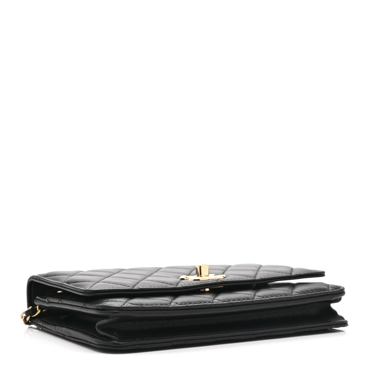 Lambskin Quilted Trendy CC Wallet On Chain WOC Black wholesalehk.shop