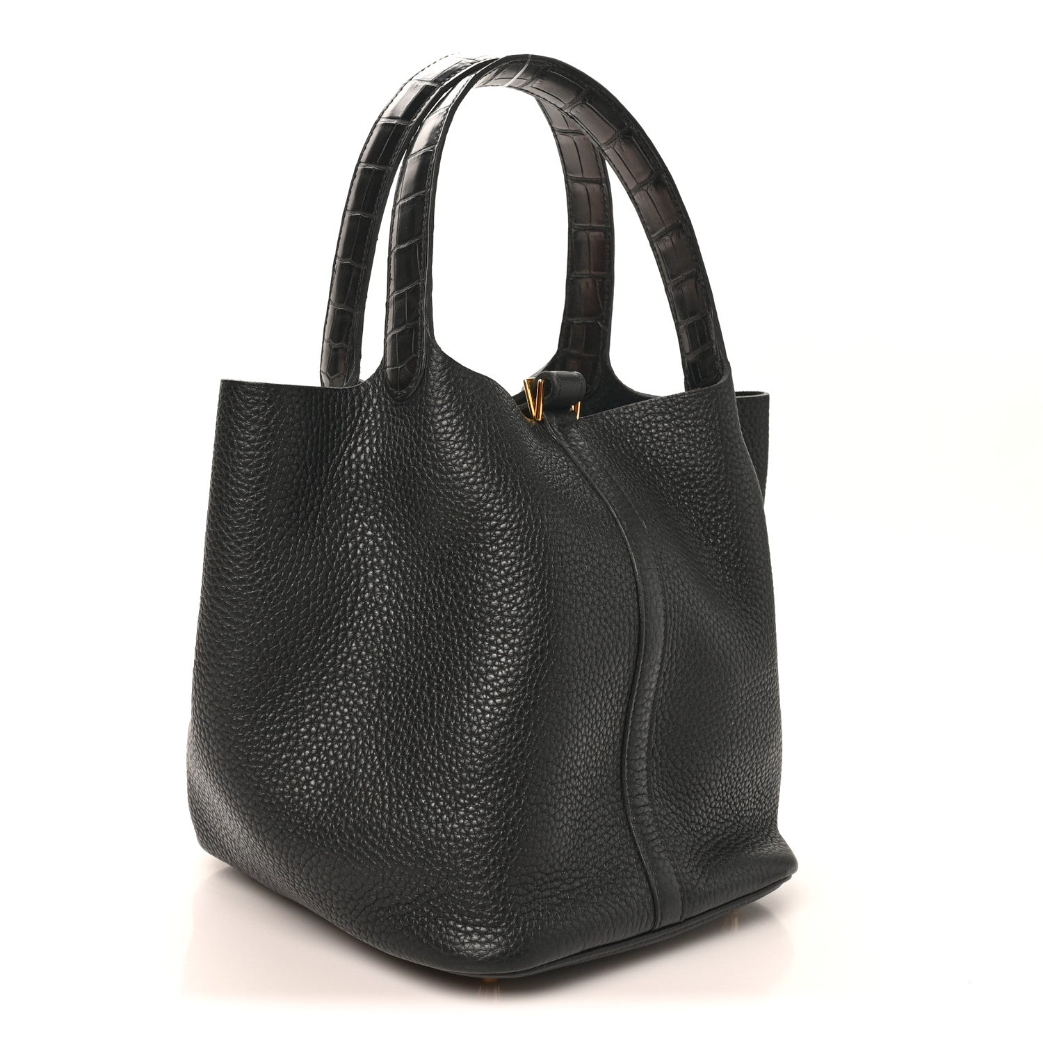 Taurillon Clemence Matte Alligator Picotin Lock Touch 22 MM Black £¨ Direct shipment via from wholesalehk.shop