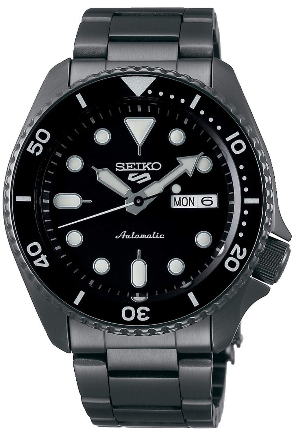 Seiko 5 Sports Automatic Black Dial Black Steel Strap Watch For Men - SRPD65K1 wholesalehk.shop