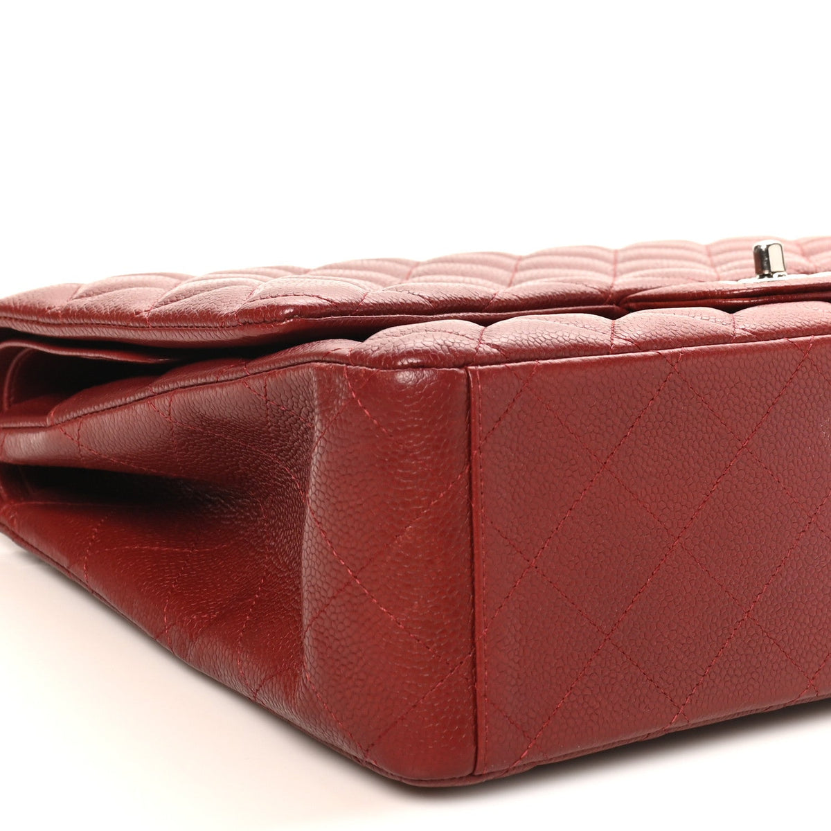Caviar Quilted Maxi Double Flap Dark Red wholesalehk.shop
