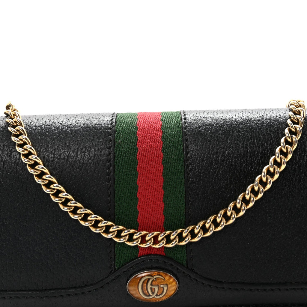 Dollar Calfskin Web Ophidia Wallet On Chain Black wholesalehk.shop