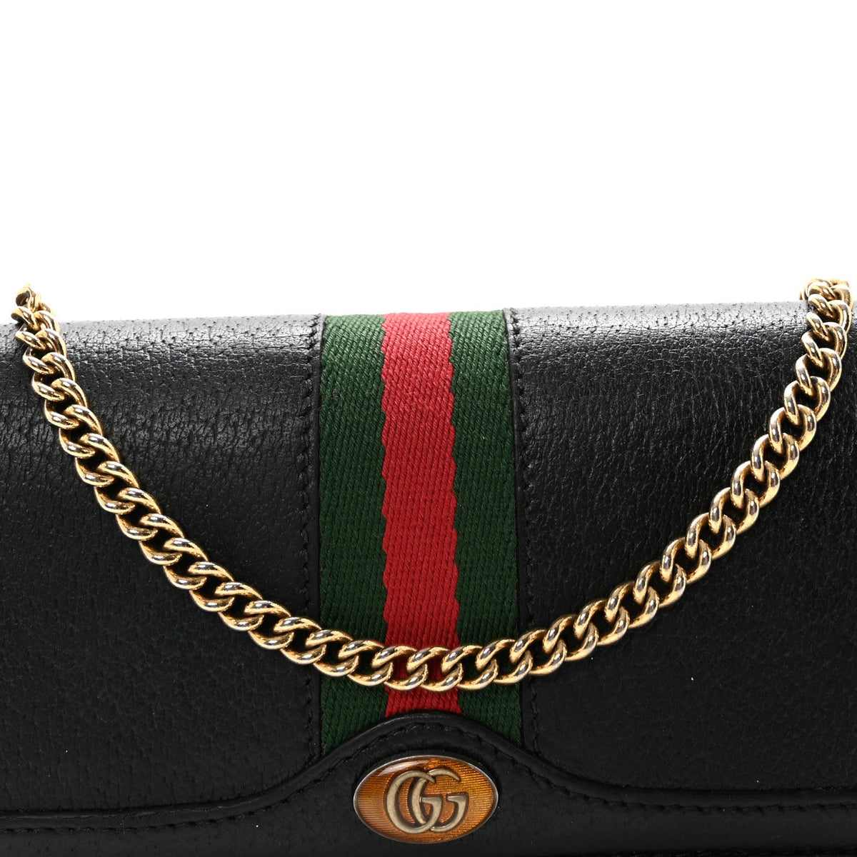 Dollar Calfskin Web Ophidia Wallet On Chain Black wholesalehk.shop