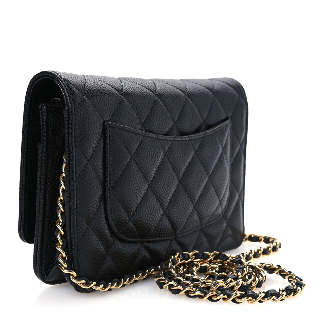 Caviar Quilted CC Turnlock Wallet On Chain WOC Black wholesalehk.shop