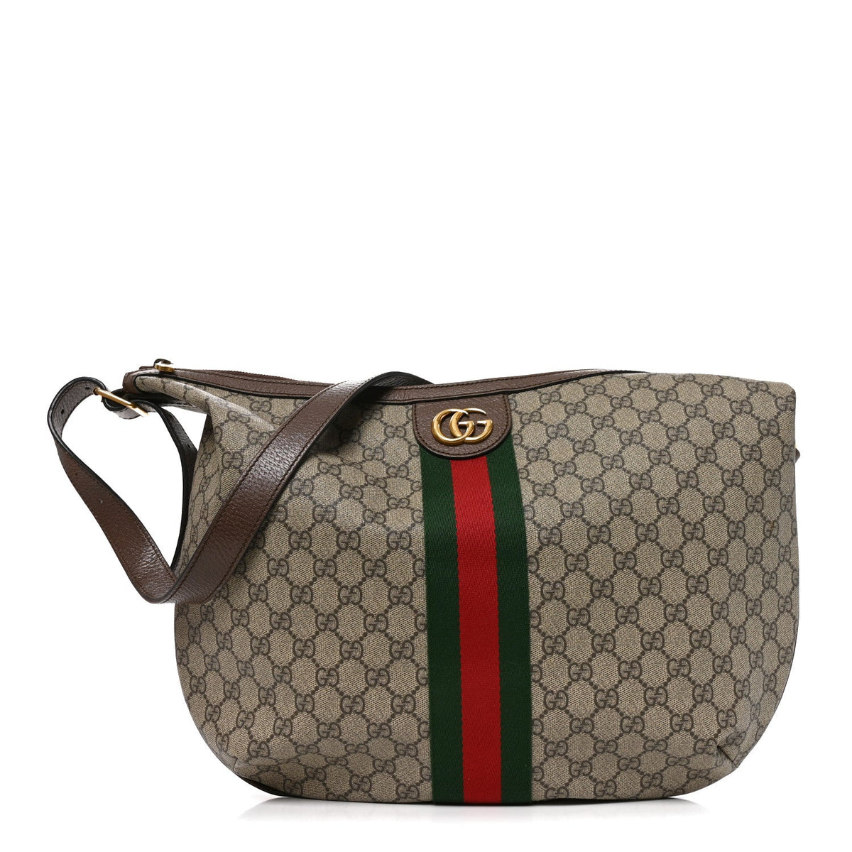 GG Supreme Monogram Web Ophidia Half Moon Hobo Brown wholesalehk.shop