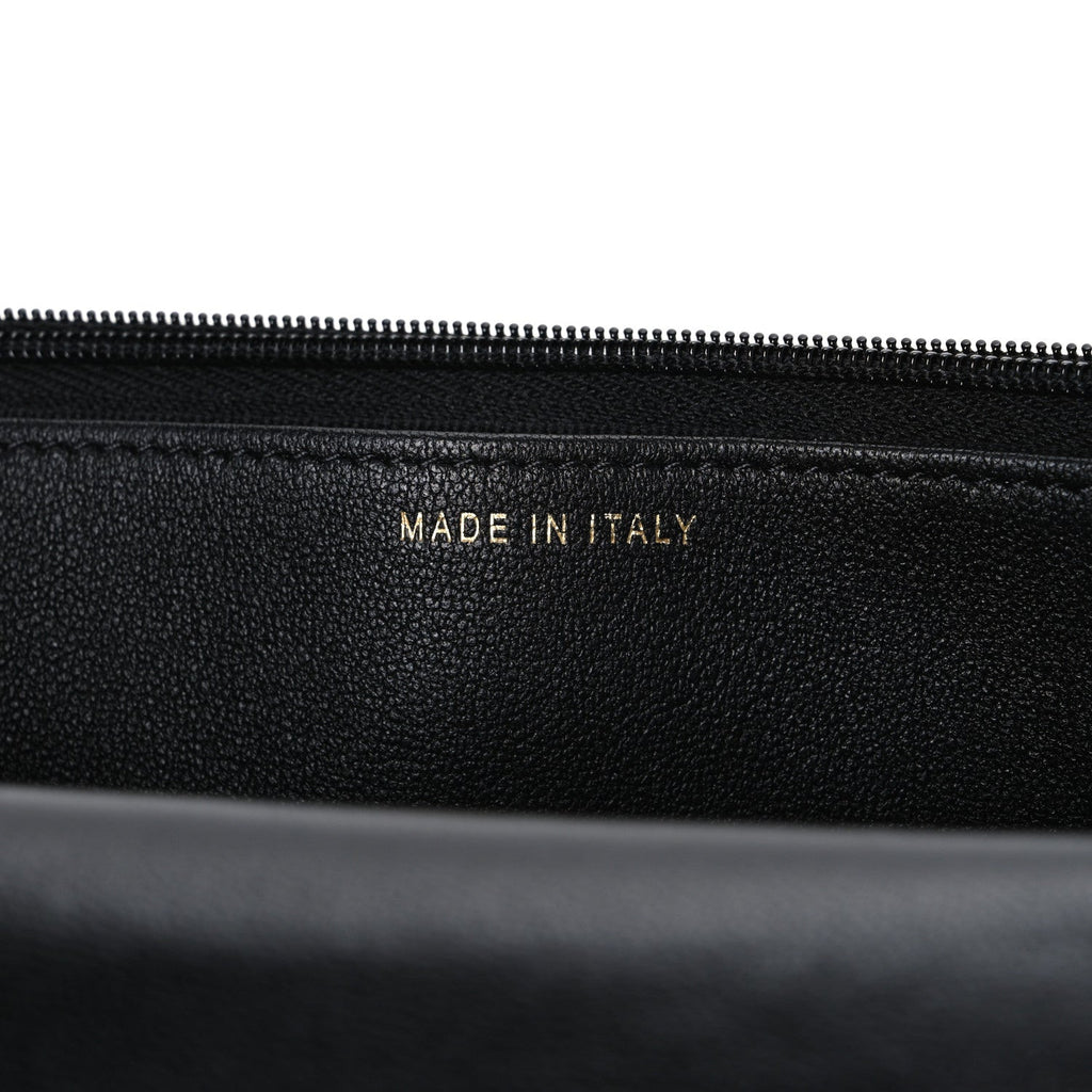 Lambskin Quilted Crystal CC Wallet On Chain WOC Black wholesalehk.shop