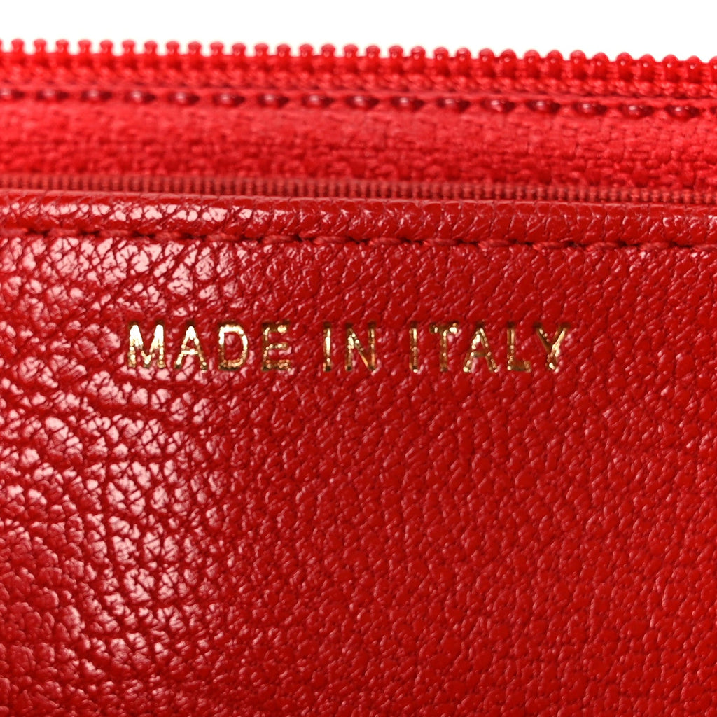 Goatskin Chevron Quilted Statement Wallet On Chain WOC Red wholesalehk.shop