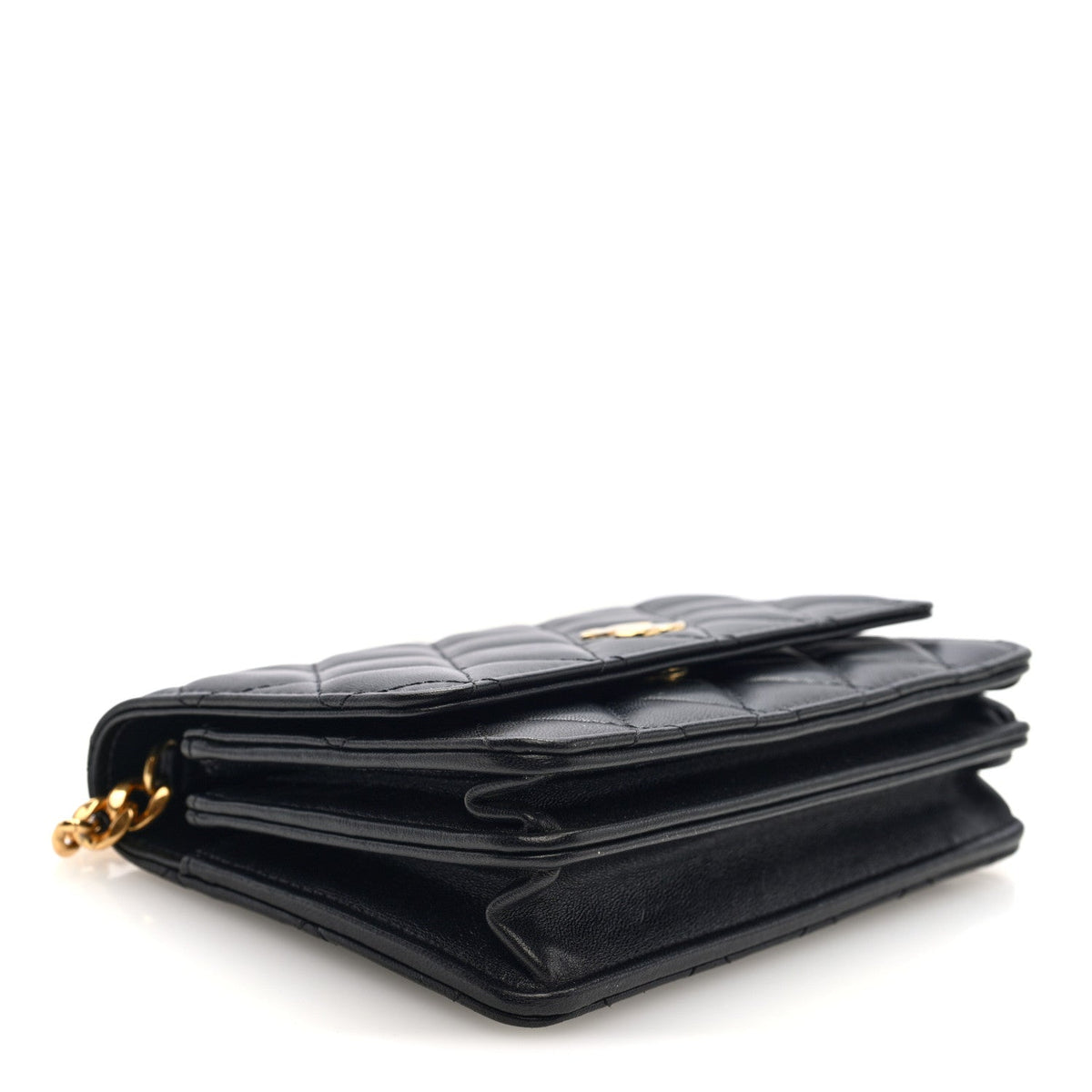 Lambskin Quilted CC Pearl Enamel Clutch on Chain WOC Black wholesalehk.shop