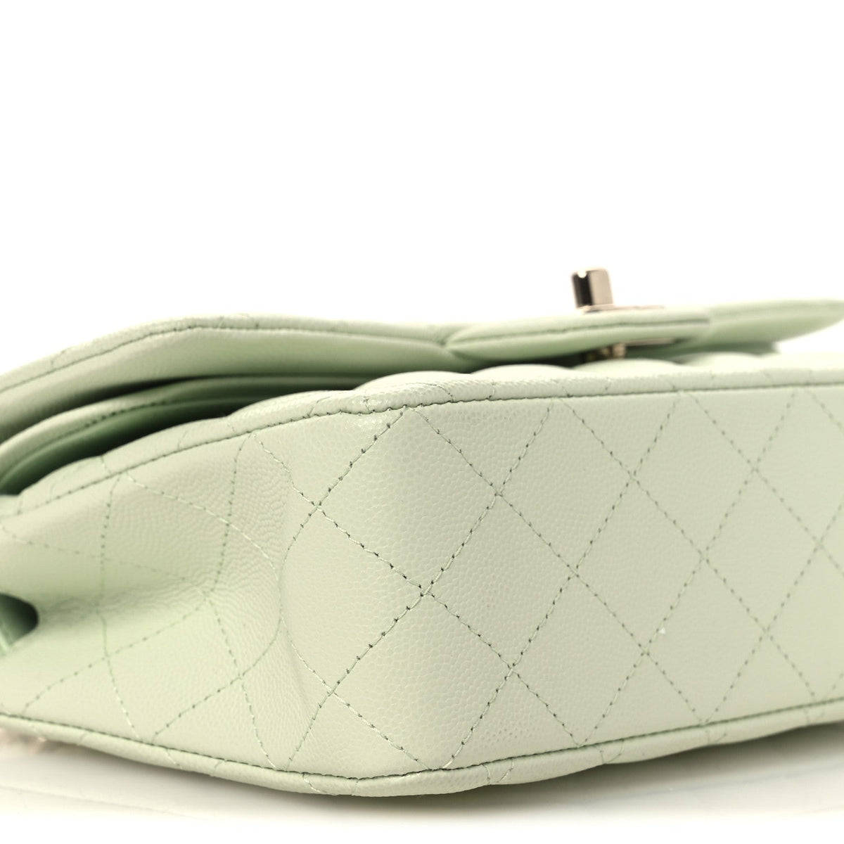 Caviar Quilted Small Double Flap Light Green wholesalehk.shop