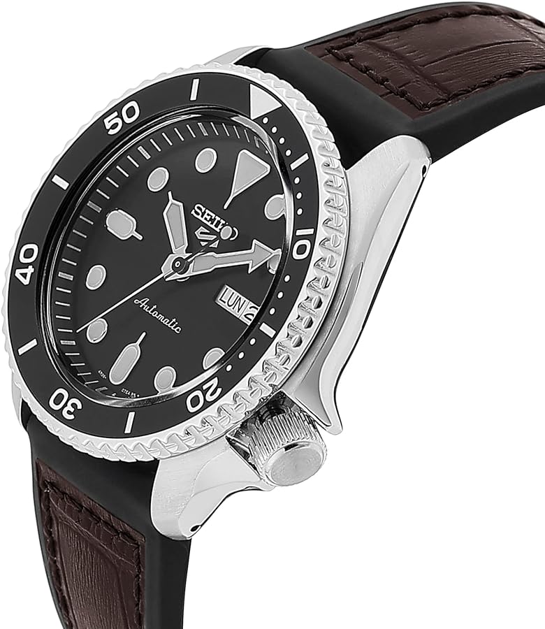 Seiko 5 Sports SKX Automatic Black Dial Black Leather Strap Watch for Men - SRPD55K2 wholesalehk.shop