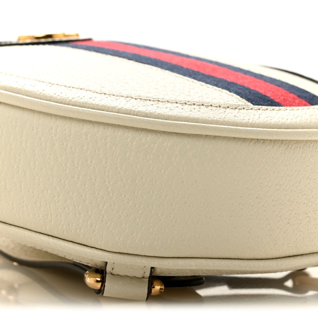 Textured Calfskin Web Mini Ophidia Round Backpack Mystic White wholesalehk.shop