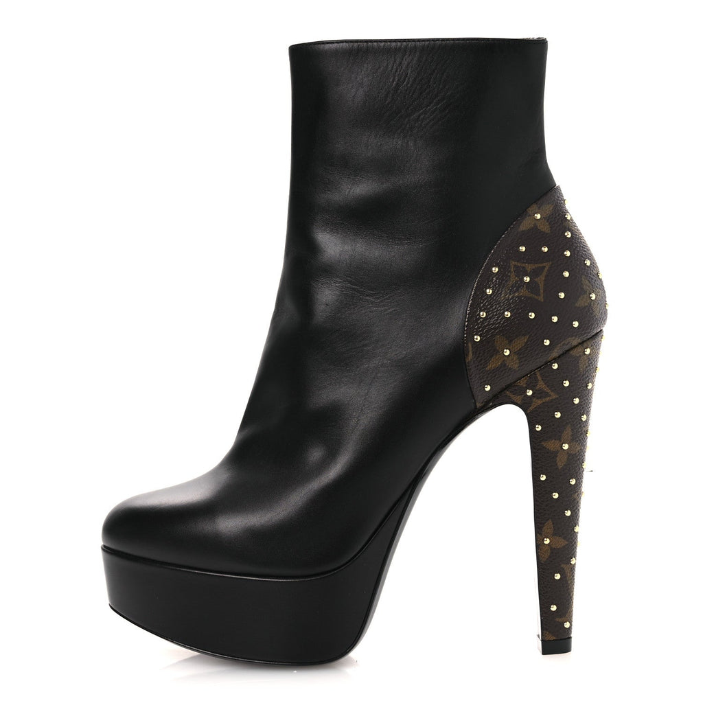 Soft Calfskin Monogram Afterglow Platform Ankle Boots 38.5 Black £¨ Direct shipment via from wholesalehk.shop