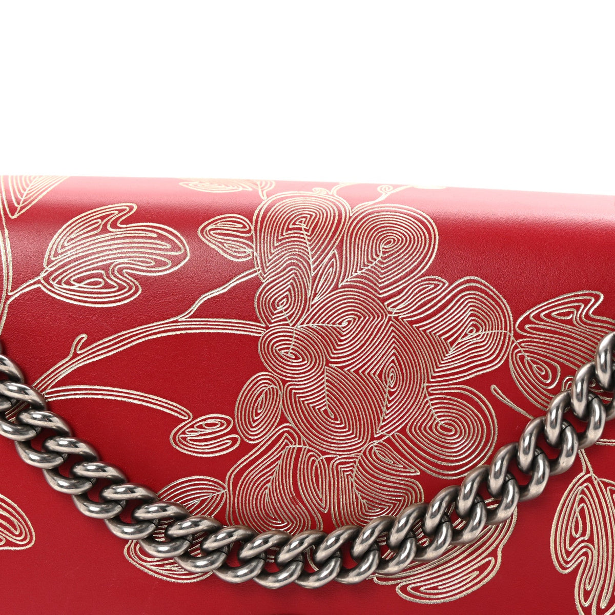Calfskin Chinese New Year Medium Dionysus Shoulder Bag Hibiscus Red wholesalehk.shop