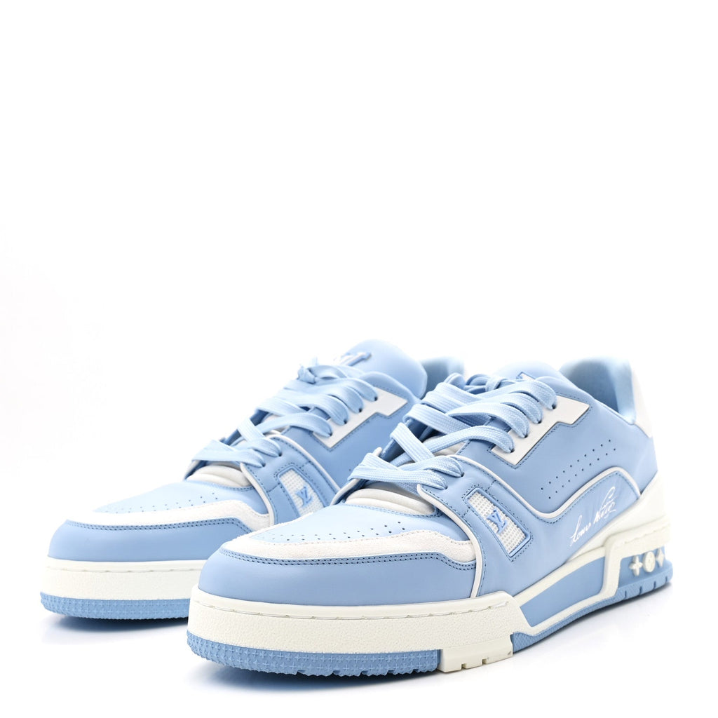 Calfskin Mens LV Trainer Sneakers 9 Blue £¨ Direct shipment via from wholesalehk.shop