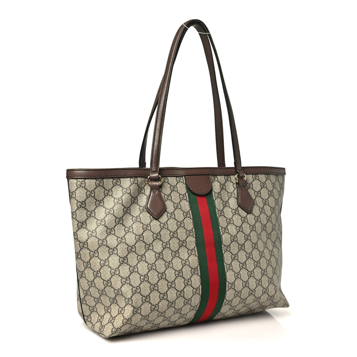 GG Supreme Monogram Textured Calfskin Web Medium Ophidia Shopping Tote Beige Ebony New Acero wholesalehk.shop