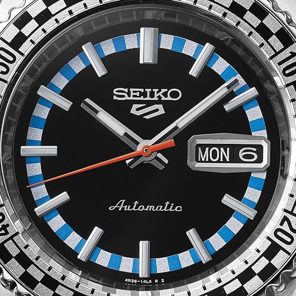 Seiko 5 Sports Checker Flag Special Edition Black Dial Silver Steel Strap Watch For Men - SRPK67K1 wholesalehk.shop