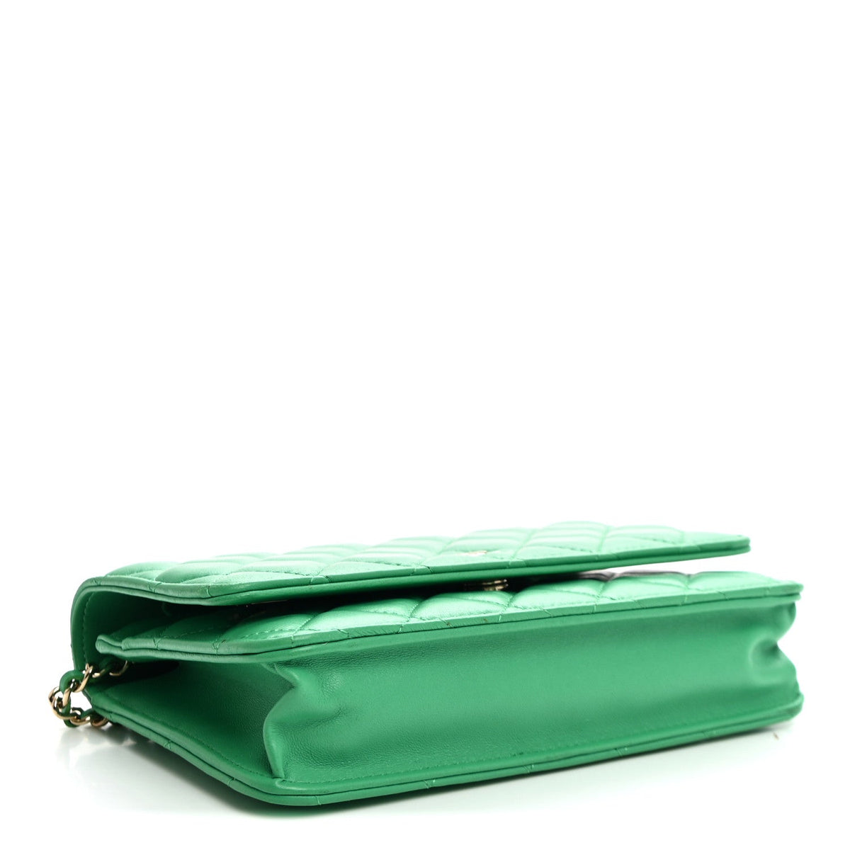 Lambskin Quilted Wallet On Chain WOC Green wholesalehk.shop