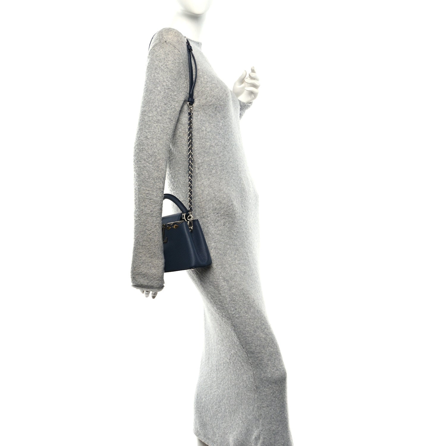 Taurillon Embellished Malletage Crown Mini Capucines Navy £¨ Direct shipment via from wholesalehk.shop