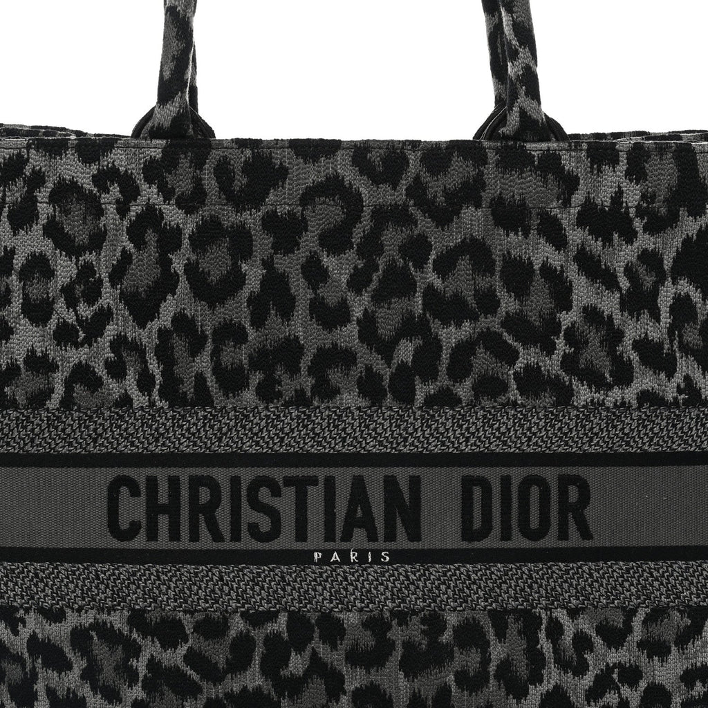 Canvas Mizza Embroidered Large Leopard Book Tote Grey £¨ Direct shipment via from wholesalehk.shop