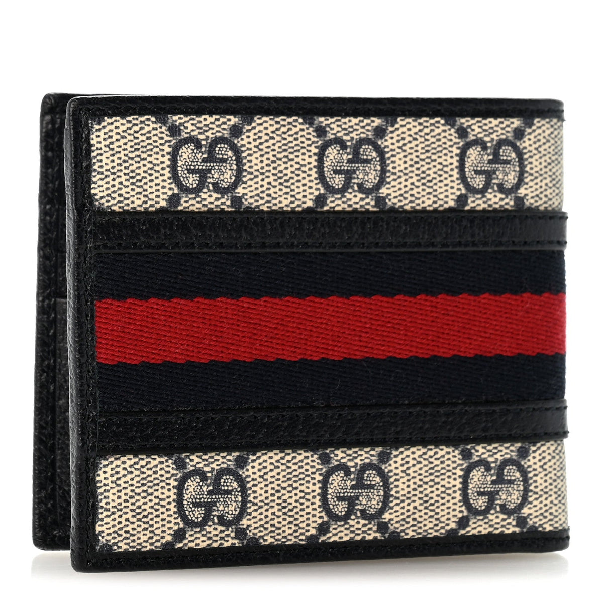 GG Supreme Monogram Web Mens Ophidia Bi-Fold Coin Wallet Beige Blue wholesalehk.shop