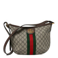 GG Supreme Monogram Web Small Ophidia Half Moon Hobo Brown wholesalehk.shop