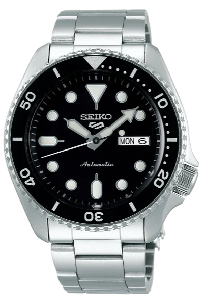 Seiko 5 Sports Automatic Day Date Black Dial Silver Steel Strap Watch for Men - SRPD55K1 wholesalehk.shop