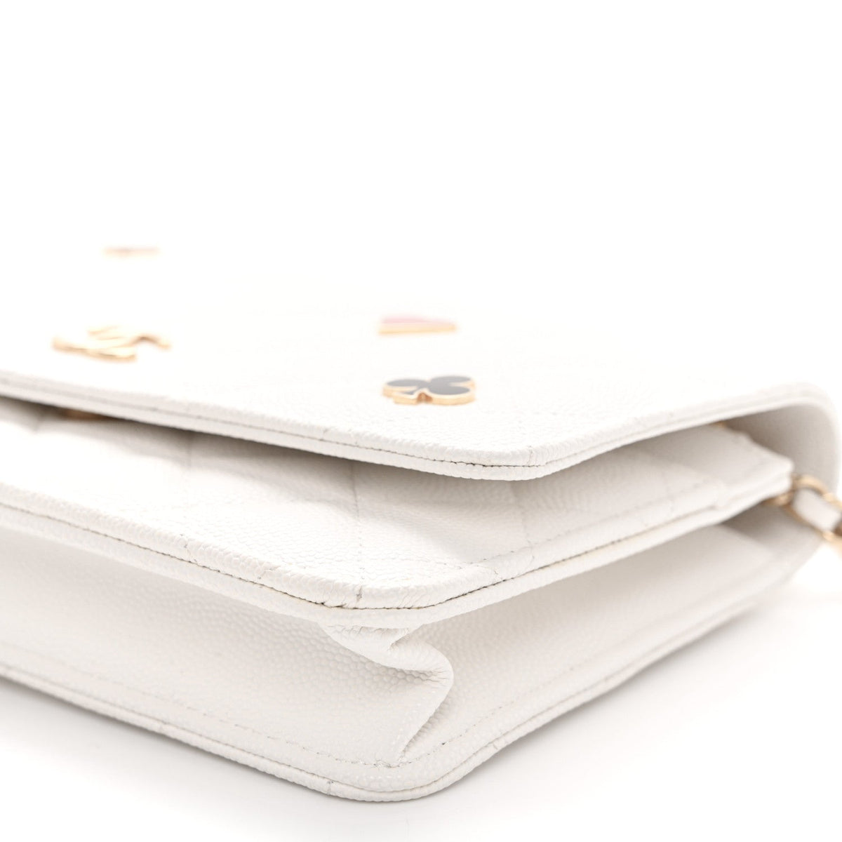 Caviar Quilted Enamel Coco Casino Wallet On Chain WOC White wholesalehk.shop