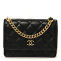 Lambskin Quilted CC Pearl Enamel Clutch on Chain WOC Black wholesalehk.shop