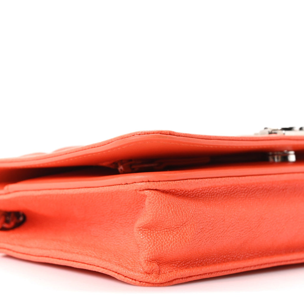Caviar Quilted Boy Wallet On Chain WOC Orange wholesalehk.shop
