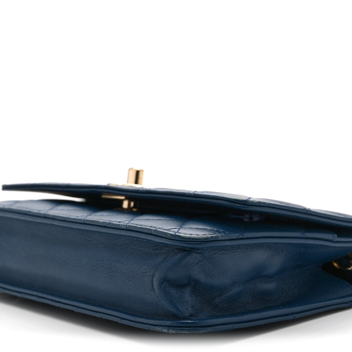 Lambskin Quilted Trendy CC Wallet On Chain WOC Blue wholesalehk.shop