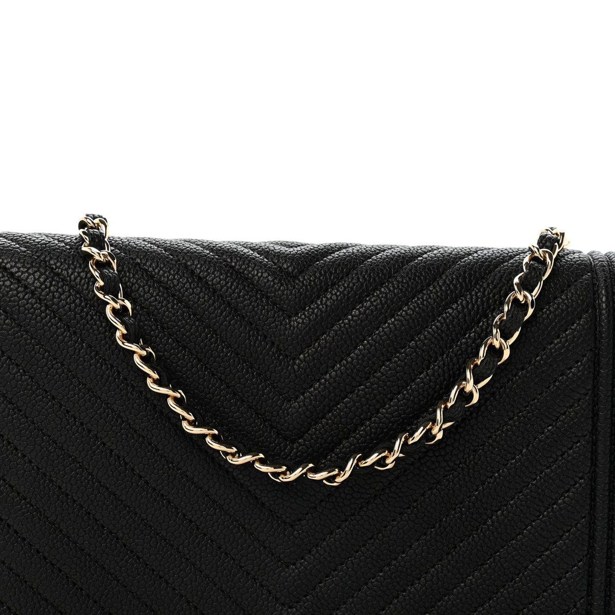 Caviar Chevron Quilted Boy Wallet On Chain WOC Black wholesalehk.shop