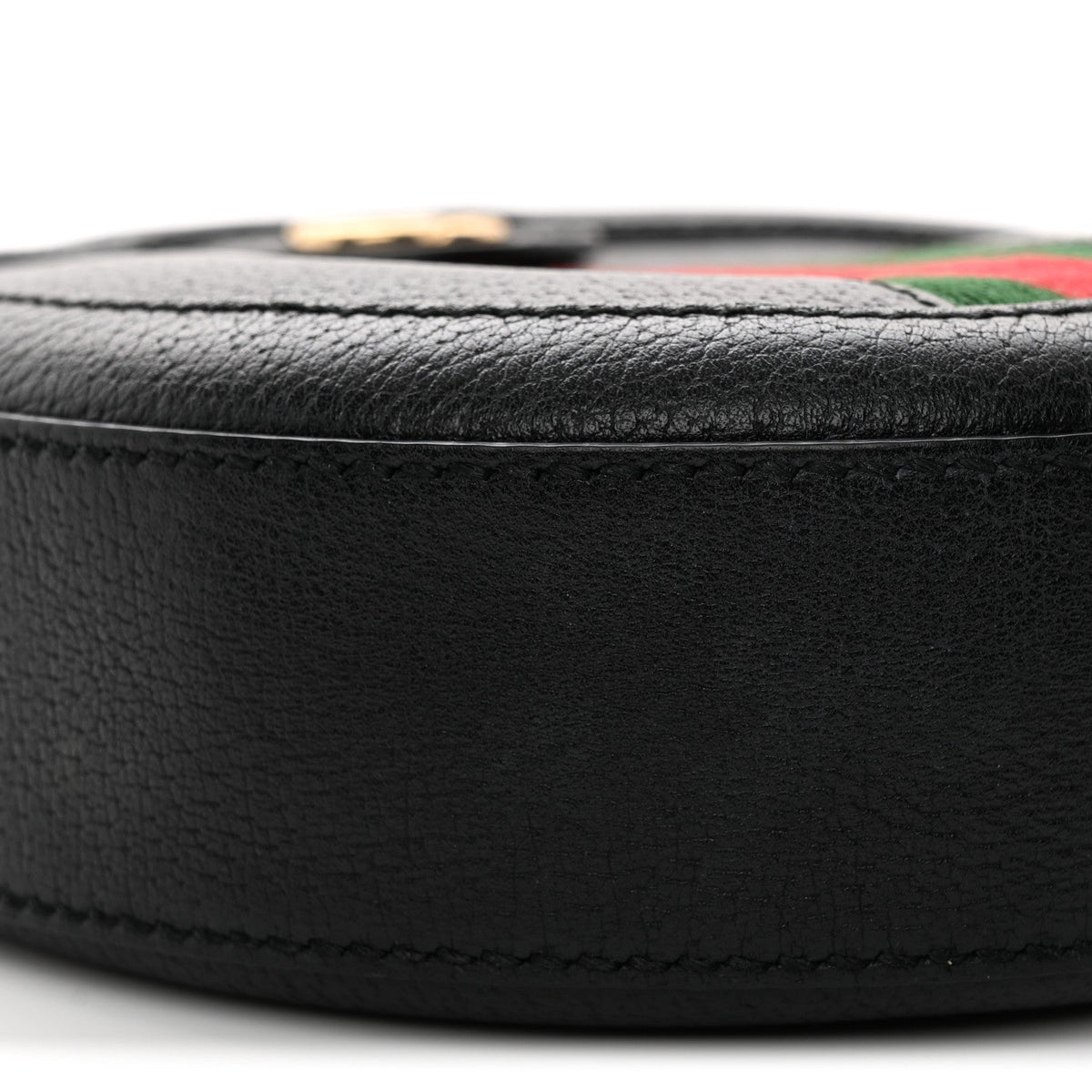 Grained Calfskin Web Mini Ophidia Round Shoulder Bag Black wholesalehk.shop