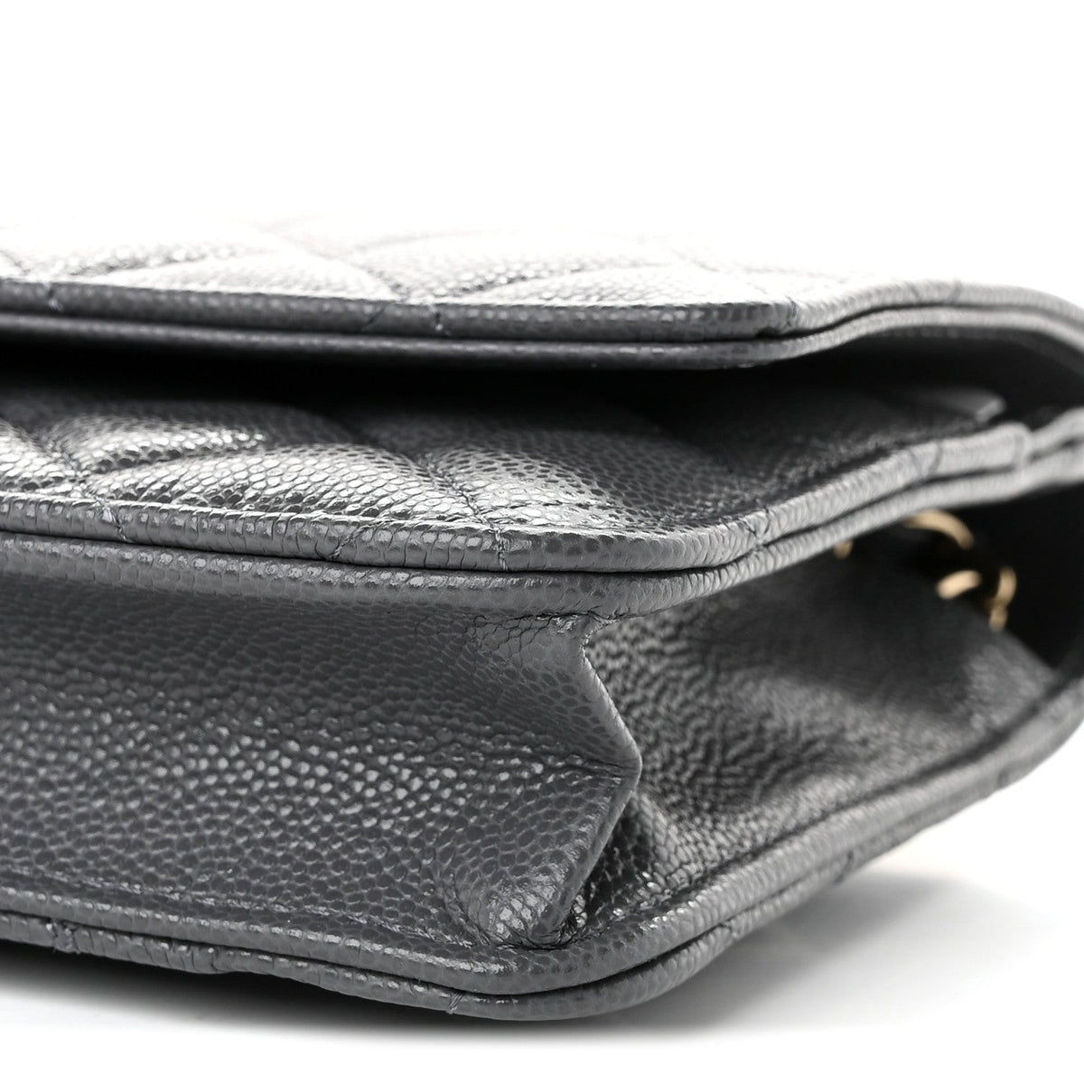 Caviar Quilted Wallet on Chain WOC Grey wholesalehk.shop