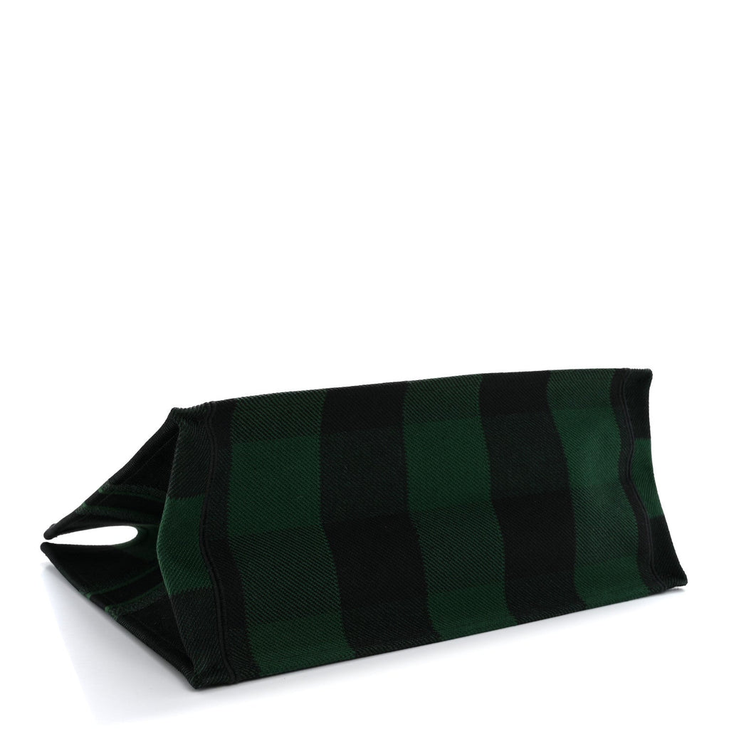 Canvas Embroidered Checkered Book Tote Black Green £¨ Direct shipment via from wholesalehk.shop