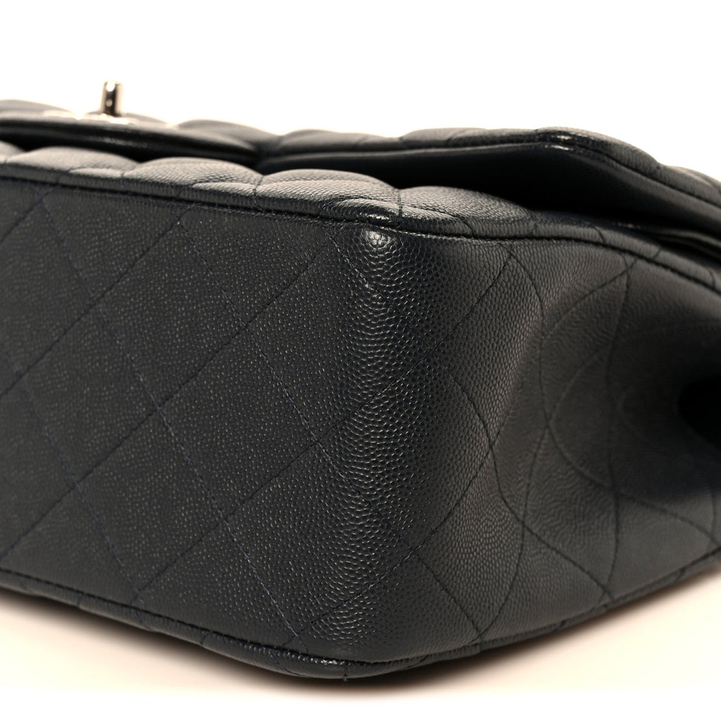 Caviar Quilted Jumbo Double Flap Navy Blue wholesalehk.shop