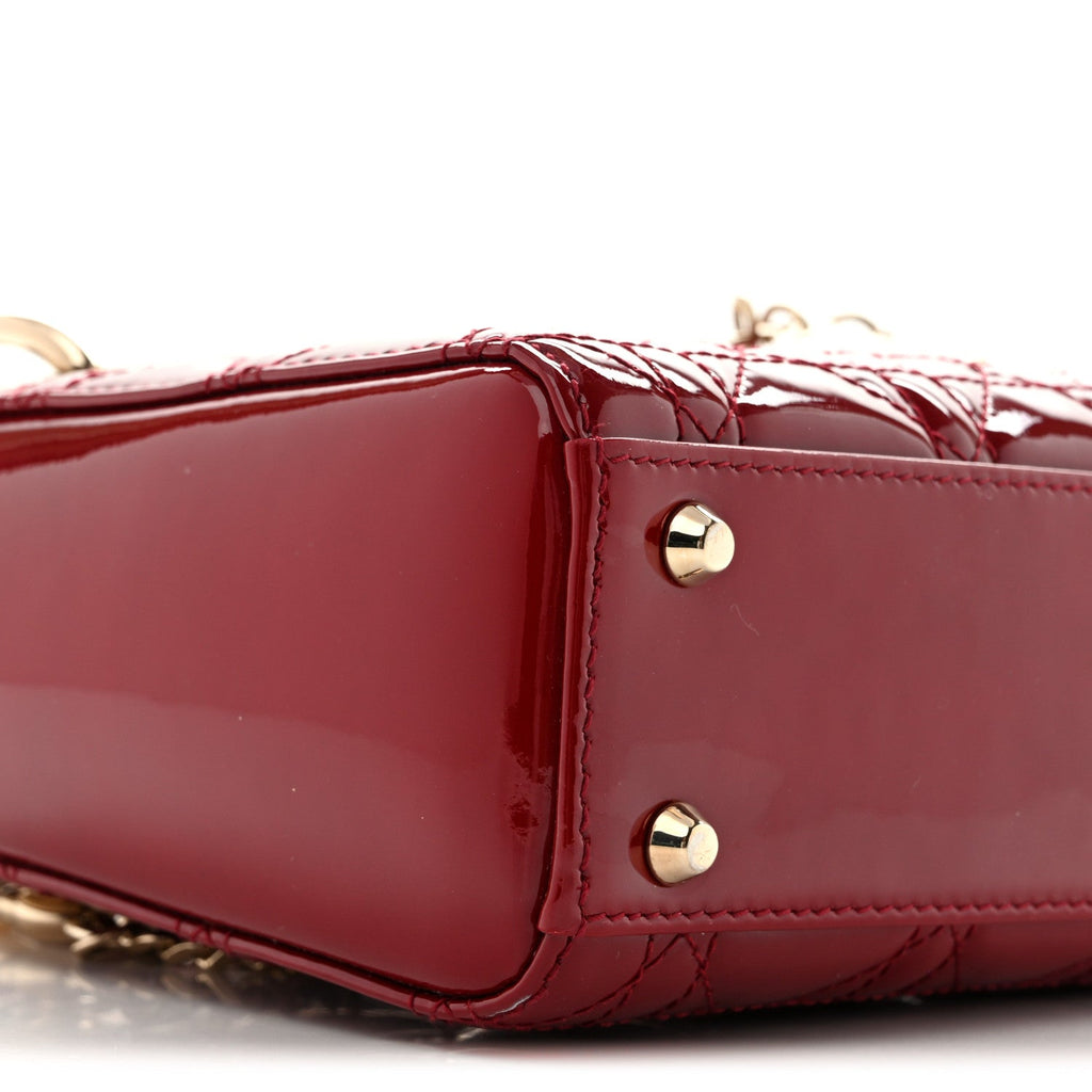 Patent Cannage Mini Lady Dior Red wholesalehk.shop