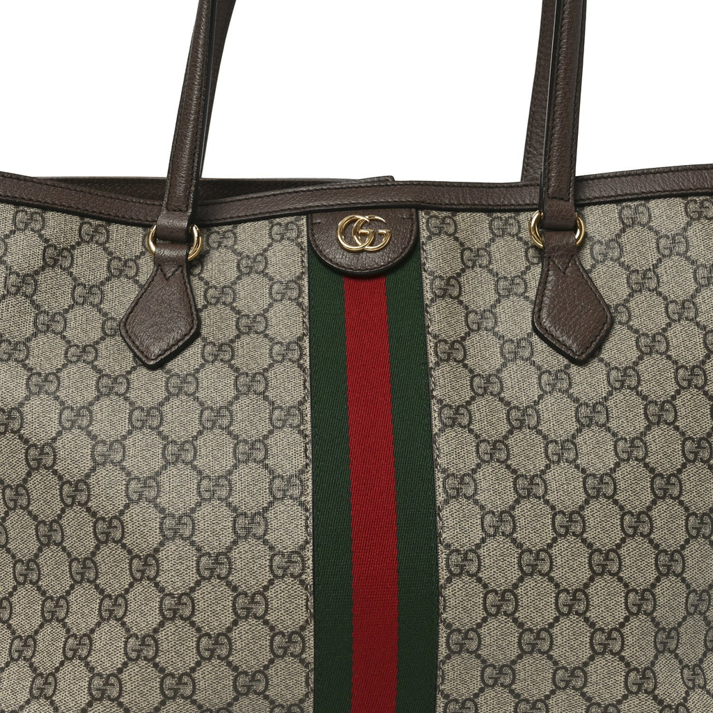 GG Supreme Monogram Medium Ophidia Shopping Tote Brown wholesalehk.shop