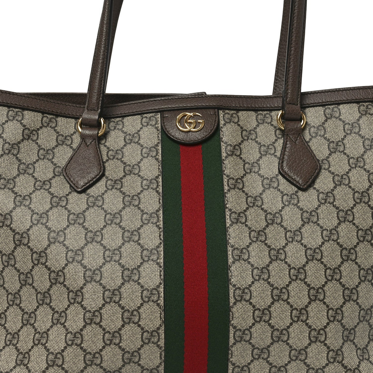 GG Supreme Monogram Medium Ophidia Shopping Tote Brown wholesalehk.shop