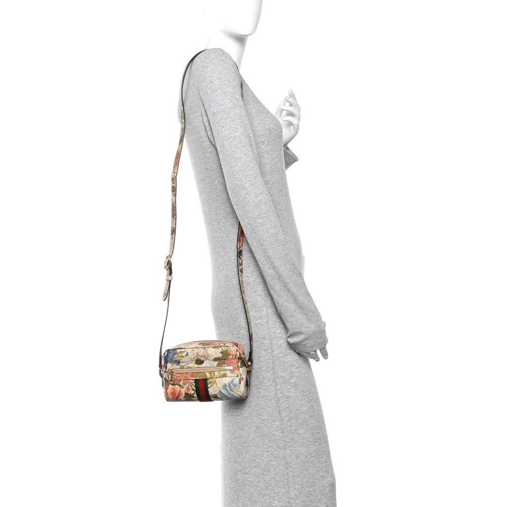 GG Supreme Monogram Water Flora Web Mini Ophidia Shoulder Bag Beige White Multicolor wholesalehk.shop