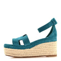 Suede Goatskin Elda Espadrille Wedge Sandals 36 Vert Oxford wholesalehk.shop