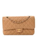 Caviar Quilted Medium Double Flap Beige wholesalehk.shop