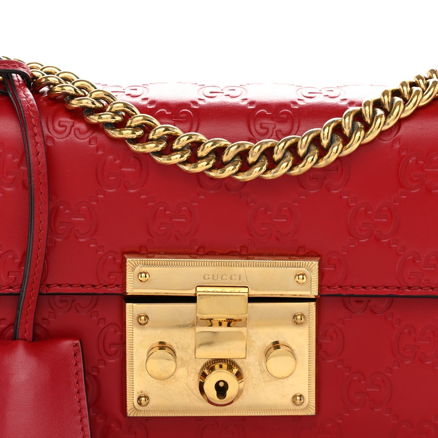 Guccissima Small Padlock Shoulder Bag Hibiscus Red £¨ Direct shipment via from wholesalehk.shop