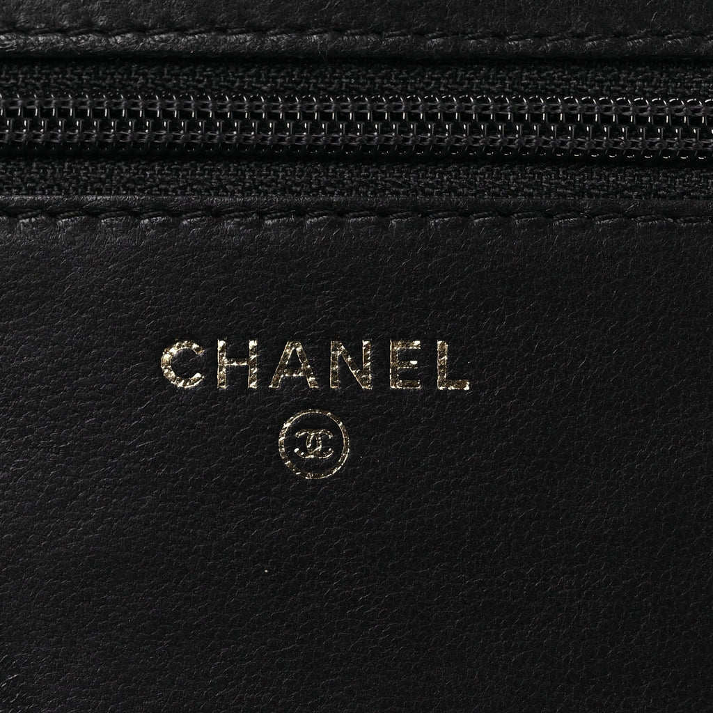 Lambskin Studded Wallet on Chain WOC Grey wholesalehk.shop