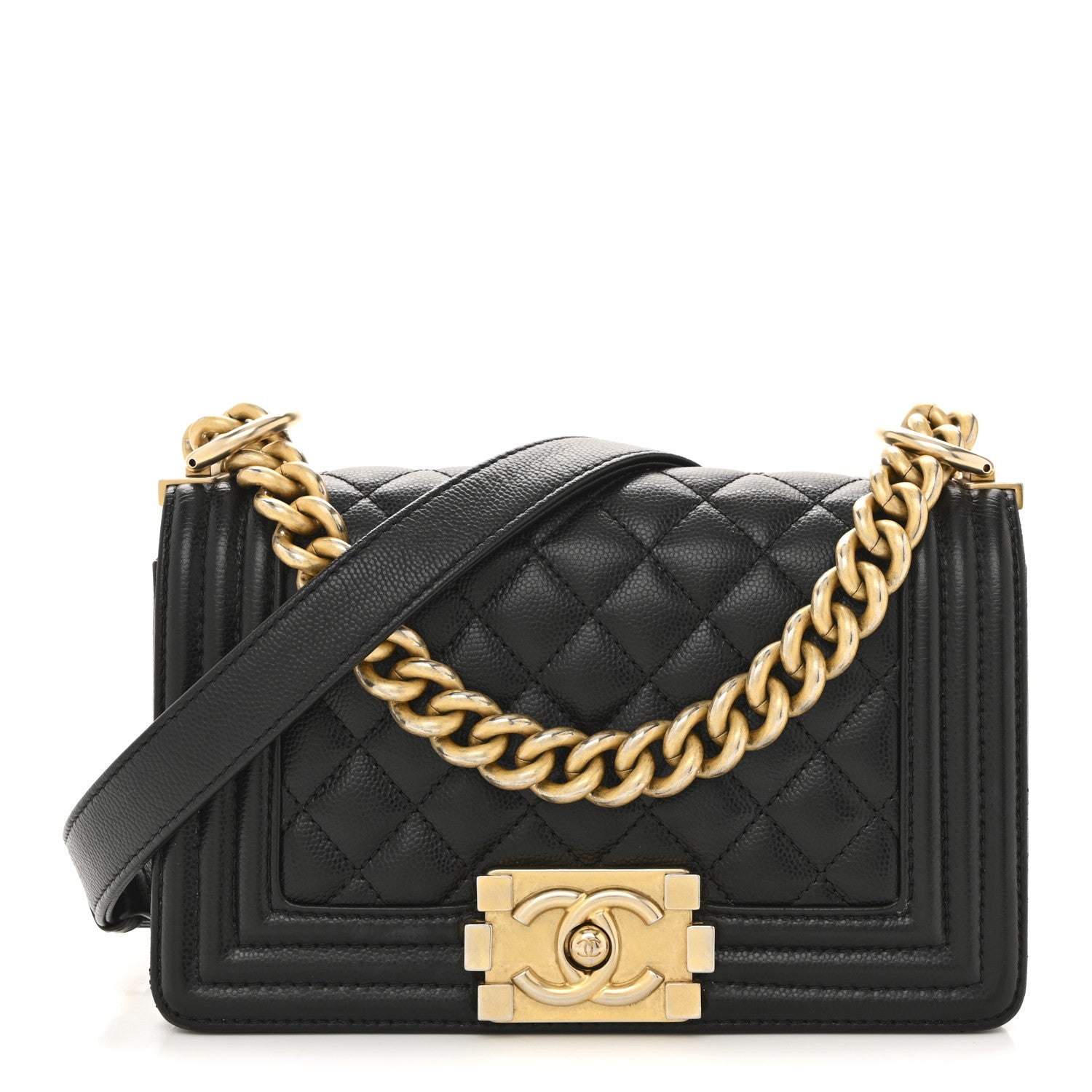 Caviar Quilted Small Boy Flap Black wholesalehk.shop