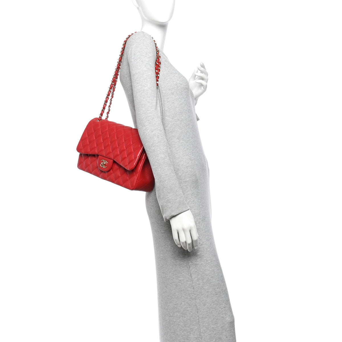 Caviar Quilted Jumbo Double Flap Red wholesalehk.shop