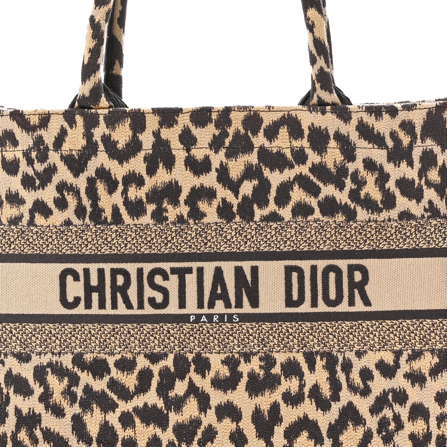 Canvas Mizza Embroidered Medium Leopard Book Tote Beige £¨ Direct shipment via from wholesalehk.shop