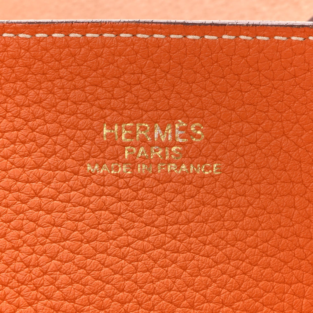 Taurillon Clemence Double Sens 45 Reversible Tote Orange Gold £¨ Direct shipment via from wholesalehk.shop