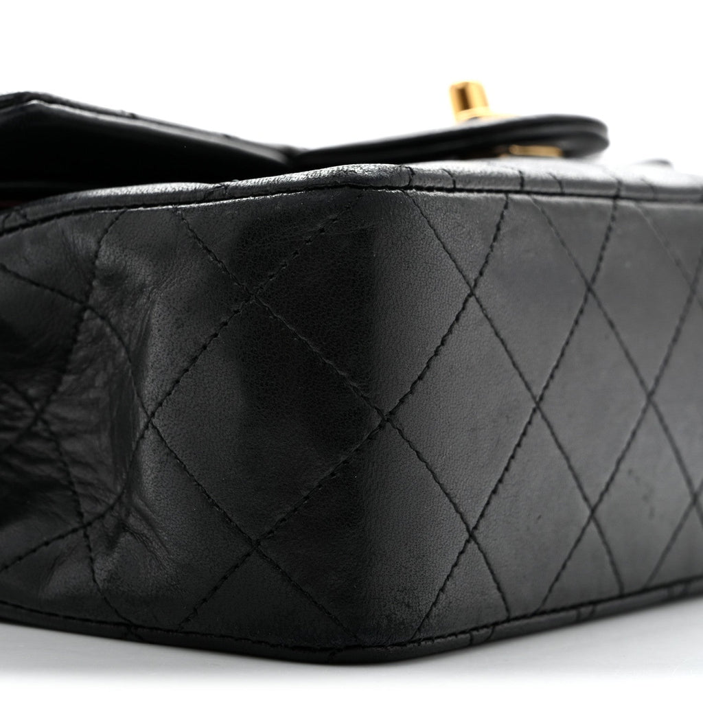 Lambskin Quilted Small Double Flap Black wholesalehk.shop