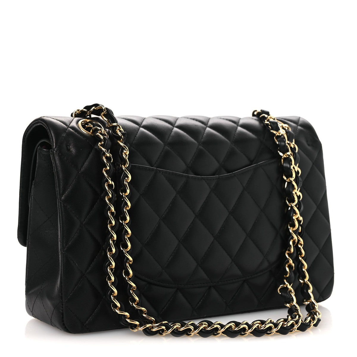 Lambskin Quilted Medium Double Flap Black wholesalehk.shop