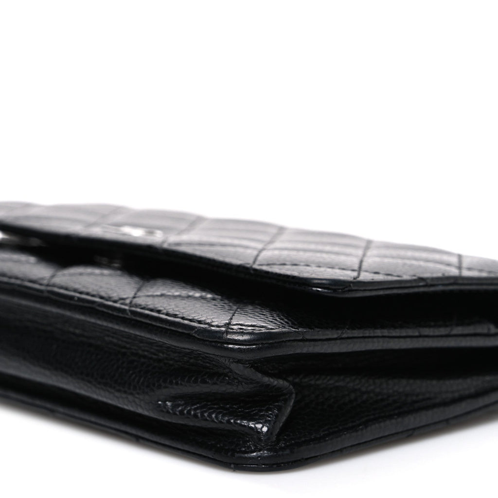 Caviar Quilted Wallet on Chain WOC Black wholesalehk.shop